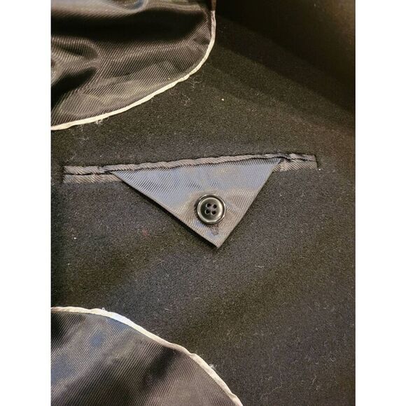 Pronto Uomo Long Overcoat Men's 38 Short Black Wool Cashmere Single Breasted - Picture 5 of 7